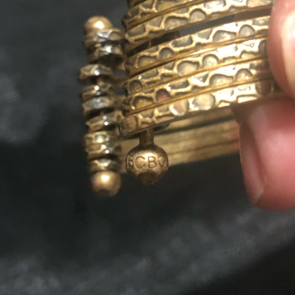 BCBGeneration Goldtone Textured Stacked Cuff Bracelet BCBG - Picture 3 of 4